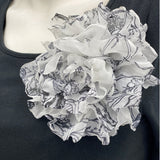 Large Flower Brooch, Black and White Chiffon Rose, Chiffon Fabric Flowers, Handmade in the USA