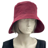 Rain Hat, Cloche Hat Woman, Handmade in Burgundy or Black, Waxed Cotton Hat