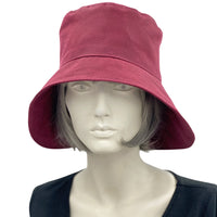 Rain Hat, Cloche Hat Woman, Handmade in Burgundy or Black, Waxed Cotton Hat