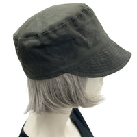 Cadet Cap, Rain Hat in Waxed Cotton, Dark Army Green or Choose your Color, Walk to Work and Dog Walking Hat, Handmade in the USA