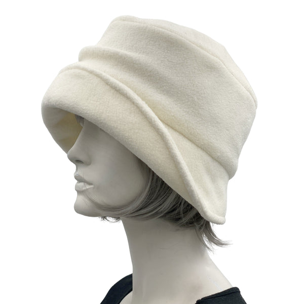 1930s Vintage Style Hat in Cream Fleece The Alice Cloche