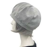 Berets for Women, Satin Lined, Linen Hat with Ribbon Bow, Chemo Headwear, Handmade in the USA