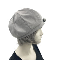 Berets for Women, Satin Lined, Linen Hat with Ribbon Bow, Chemo Headwear, Handmade in the USA