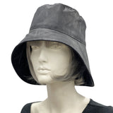 Rain Hat, Cloche Hat Woman, Handmade in Burgundy or Black, Waxed Cotton Hat