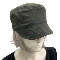 Cadet Cap, Rain Hat in Waxed Cotton, Dark Army Green or Choose your Color, Walk to Work and Dog Walking Hat, Handmade in the USA