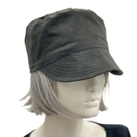 Cadet Cap, Rain Hat in Waxed Cotton, Dark Army Green or Choose your Color, Walk to Work and Dog Walking Hat, Handmade in the USA