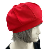 Red Linen Beret, Lightweight Chemo Headwear, Satin Lined, Berets for Women, Made to Size, Handmade in the USA