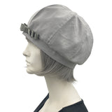 Berets for Women, Satin Lined, Linen Hat with Ribbon Bow, Chemo Headwear, Handmade in the USA