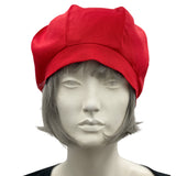 Red Linen Beret, Lightweight Chemo Headwear, Satin Lined, Berets for Women, Made to Size, Handmade in the USA