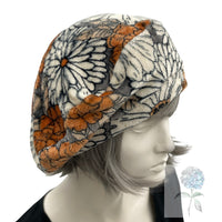 Beret Hats for Women, Floral fleece Satin Lined Hat, Handmade in the USA