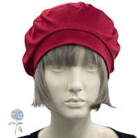 Red Beret, Handmade in Deep Red Jersey Knit, Beret Hats For Women, More Colors Available