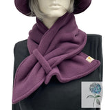 Neck Warmer Women, Polartec Fleece Scarf, Eggplant or Black, Handmade in the USA