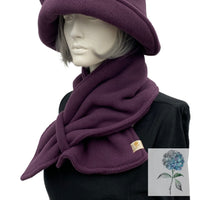 Neck Warmer Women, Polartec Fleece Scarf, Eggplant or Black, Handmade in the USA