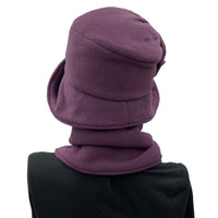 Neck Warmer Women, Polartec Fleece Scarf, Eggplant or Black, Handmade in the USA