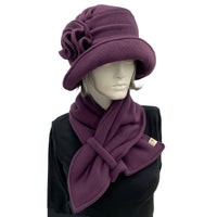 Neck Warmer Women, Polartec Fleece Scarf, Eggplant or Black, Handmade in the USA