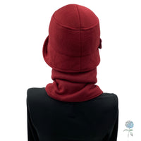 Cloche Hat and Neck Warmer Women in Burgundy Fleece, Hat and Scarf Set, 1920s Fashion, Handmade in the USA