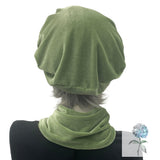 Green Beret Hat, Sage Green Velvet Beret and Neck Warmer Women, Best Friend Birthday Gifts, Handmade in the USA