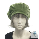 Green Beret Hat, Sage Green Velvet Beret and Neck Warmer Women, Best Friend Birthday Gifts, Handmade in the USA