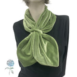 Green Velvet Scarf, Pull Through Scarf, Emerald or Choose Your Color, Neck Scarf Women, Best Friend Birthday Gifts, Handmade in the USA