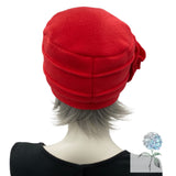 Cloche Hat Women, in Red Fleece with Large Flower Brooch, Satin Lined Winter Hat, 1920s Vintage Style, Handmade in the USA