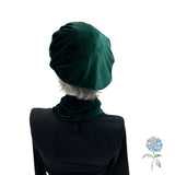 Velvet Beret, Green Hat Women, Satin Lined Hat, with Emerald Green Scarf, or Choose Your Color, Handmade in the USA