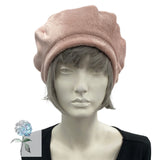 Beret Hats for Women, Soft Plush Fleece Hat, Dusky Pink, Satin Lined Winter Hat, Handmade in the USA