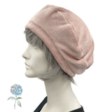 Beret Hats for Women, Soft Plush Fleece Hat, Dusky Pink, Satin Lined Winter Hat, Handmade in the USA