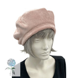 Beret Hats for Women, Soft Plush Fleece Hat, Dusky Pink, Satin Lined Winter Hat, Handmade in the USA