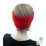 Fleece turban twist headband modeled on a mannequin in Red rear view