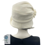 Winter Hats Women, 1920s Cloche Hat, in Warm Fleece and Satin Lined, Cream or Choose Your Color, Handmade in the USA