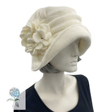Winter Hats Women, 1920s Cloche Hat, in Warm Fleece and Satin Lined, Cream or Choose Your Color, Handmade in the USA