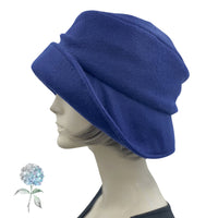 Cloche Hat Women, Handmade in Navy Blue Fleece or Choose Your Color, Satin Lined Winter Hats Women, 1920s Fashion