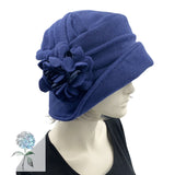 Cloche Hat Women, Handmade in Navy Blue Fleece or Choose Your Color, Satin Lined Winter Hats Women, 1920s Fashion