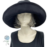 Wide Brim Hat Women, Black Fleece Cloche Hat or Choose Your Color, Satin Lined Winter Hat, with Bow Accessory, Handmade in the USA