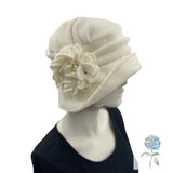 Winter Hats Women, 1920s Cloche Hat, in Warm Fleece and Satin Lined, Cream or Choose Your Color, Handmade in the USA