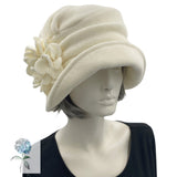 Winter Hats Women, 1920s Cloche Hat, in Warm Fleece and Satin Lined, Cream or Choose Your Color, Handmade in the USA