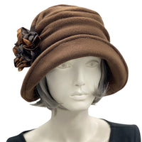 Cloche Hat Women, Handmade in Navy Blue Fleece or Choose Your Color, Satin Lined Winter Hats Women, 1920s Fashion