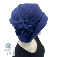 Cloche Hat Women, Handmade in Navy Blue Fleece or Choose Your Color, Satin Lined Winter Hats Women, 1920s Fashion