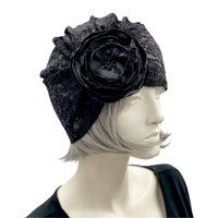 black lace Gatsby style turban
