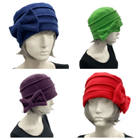 Fleece Hat for Women in Bright Red with Bow