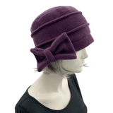 Fleece Cloche Hat for Women in Bright Red with Bow