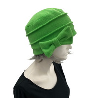 Fleece Hat for Women in Bright Red with Bow