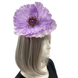 Oversize Purple Poppy fascinator headpiece headband BostonMillinery Wedding Women