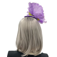 Oversize Purple Poppy fascinator headpiece headband BostonMillinery Rear view