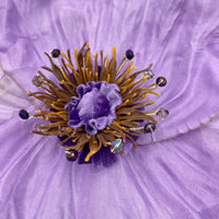 Oversize Purple Poppy fascinator headpiece headband BostonMillinery Center Kentucky Derby Hat