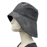 black waxed canvas rain hat cloche hat Boston Millinery side view