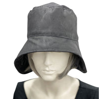 black waxed canvas rain hat cloche hat Boston Millinery 