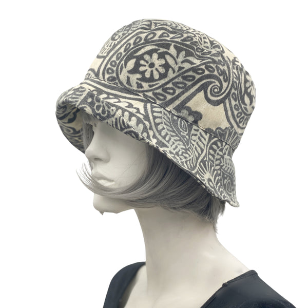 Women's Rain Hat in Gray Paisley | The Betty