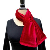 long velvet scarf handmade red