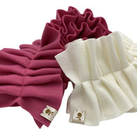 Fleece Ruffle Scarves in cream and rose pink
